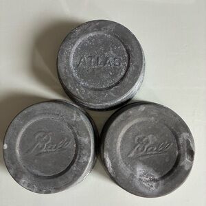 Vintage Zinc Ball & Atlas Jar Lids Set of 3